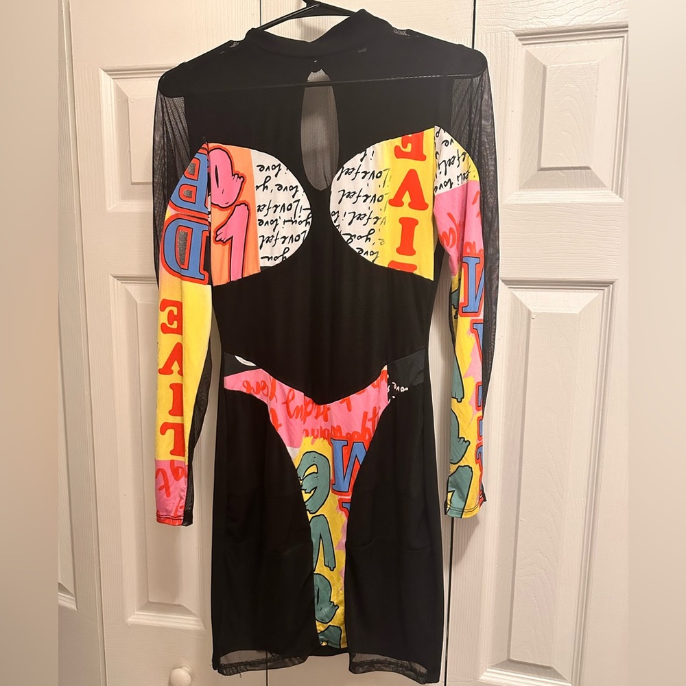 Colorful Graphic Long Sleeve Dress
